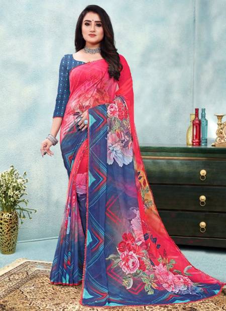 Pink Colour SARITA NAKSHATRA Fancy Ethnic Wear Weightless with Digital Print Saree Collection 6004